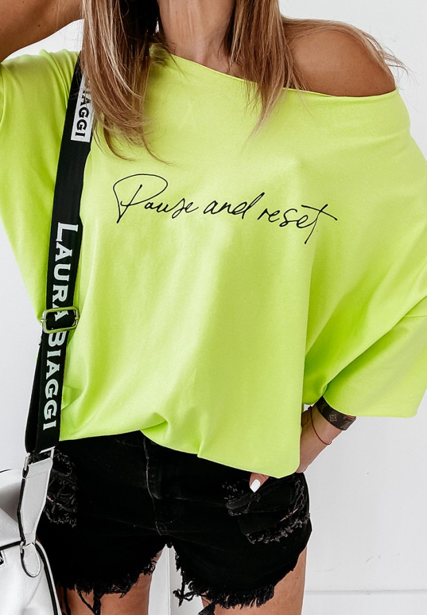 Oversize T-Shirt Pause And Reset Limette