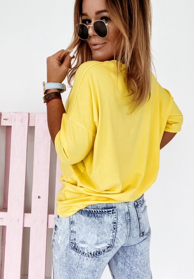 Oversize-T-Shirt mit V-Ausschnitt Cascade Gelb
